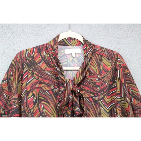 Vanessa Williams Silky Button Up Blouse-Size 3X-Tie Front-New without Tags - Picture 4 of 11